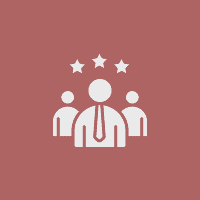 Team icon with three stars above figures.